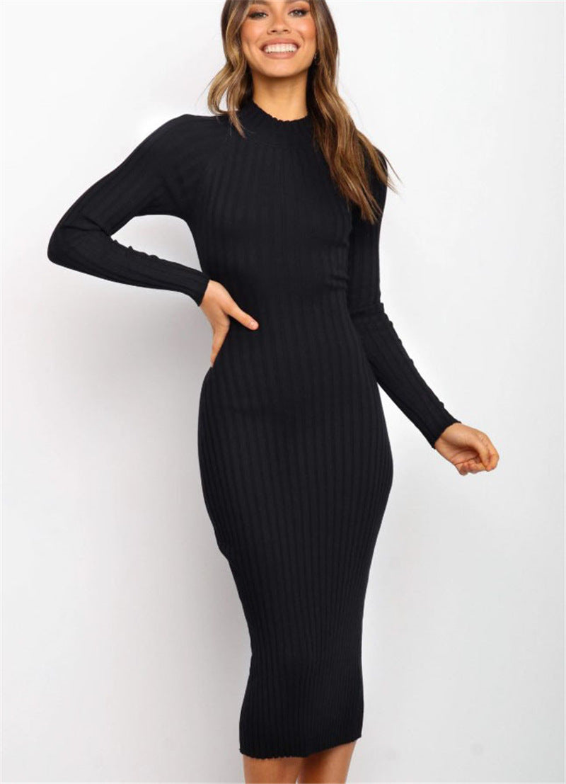 New Style Women's Suits Sweater Dresses Women's Solid Color Backless Bow Tight Dresses - Here2Save