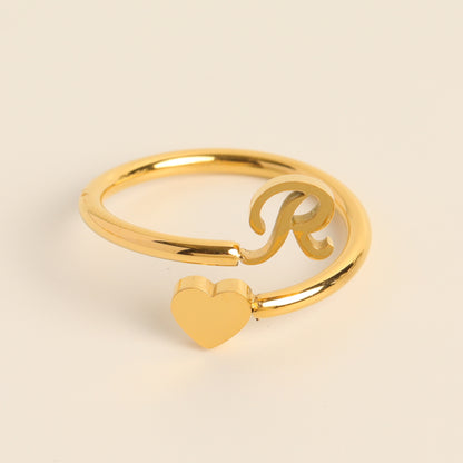 Anillo de cola de amor tridimensional con letras 26