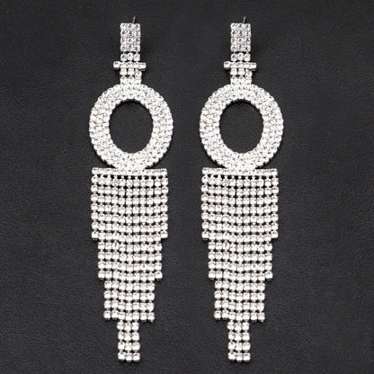 Fashion Jewelry 925 Silver Needle Ornaments Rhinestone Letter B Earrings Banquet Tassel Ear Ornaments Female - Here2Save