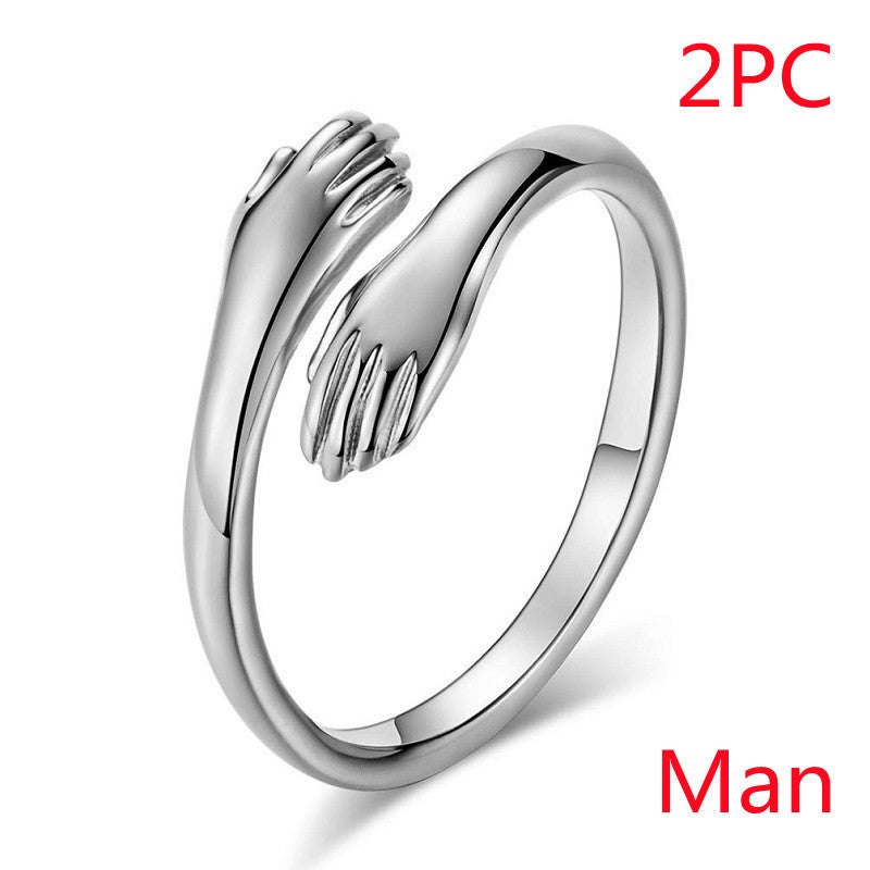 Alloy Simple Hands Hug Ring Opening Adjustable Jewelry