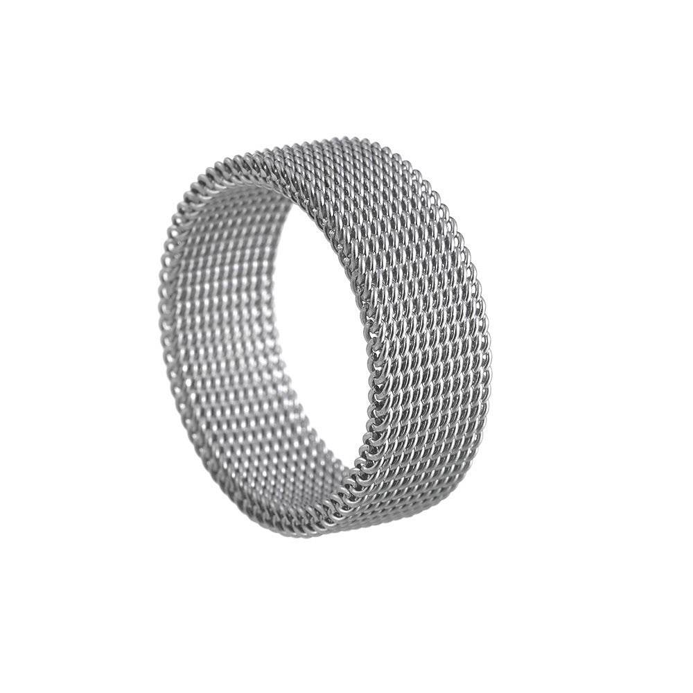Titanium Steel Woven Mesh Deformation Ring - Here2Save
