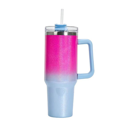 40oz Straw Coffee Insulation Cup With Handle Portable Car Stainless Steel Water Bottle LargeCapacity Travel BPA Free Thermal Mug - Here2Save