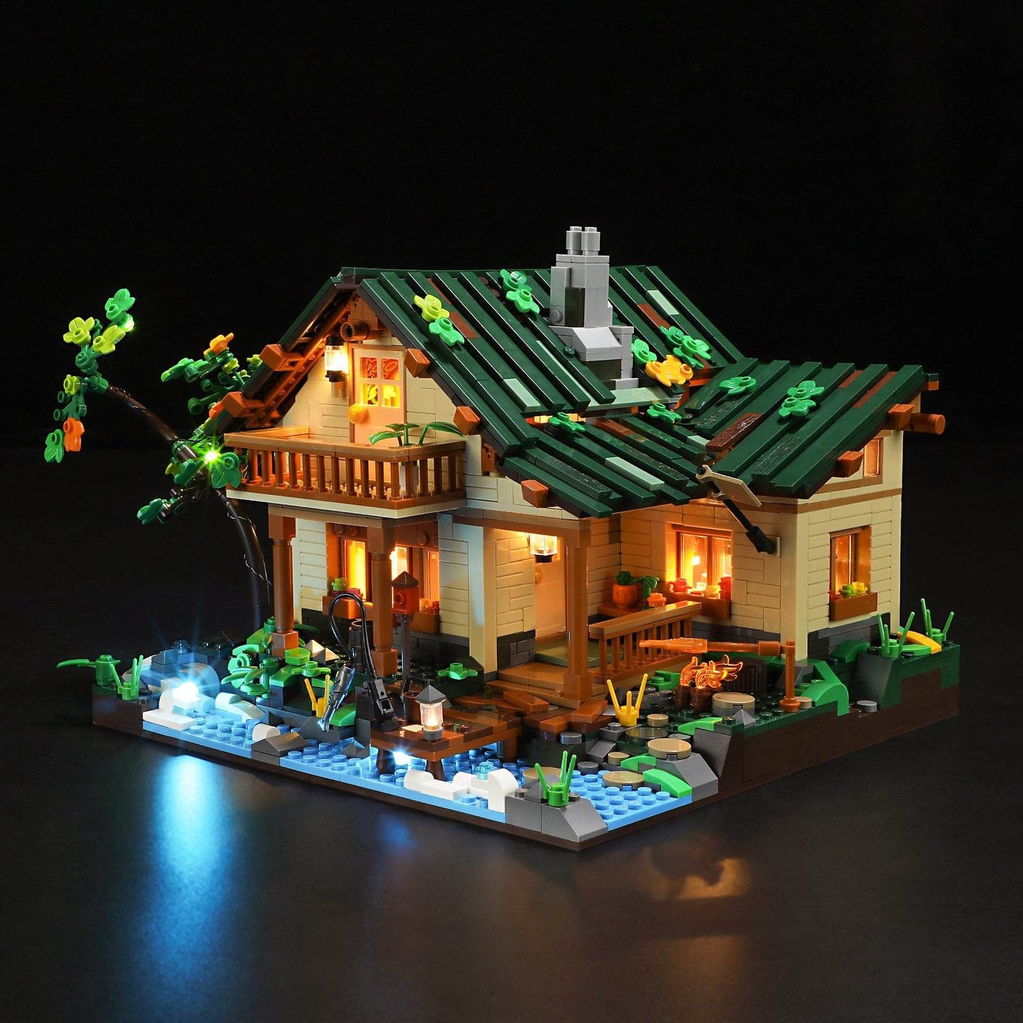 The Lakeside Hut Is Equipped With LED Lighting Puzzle Assembly Building Block Lighting Toys - Here2Save