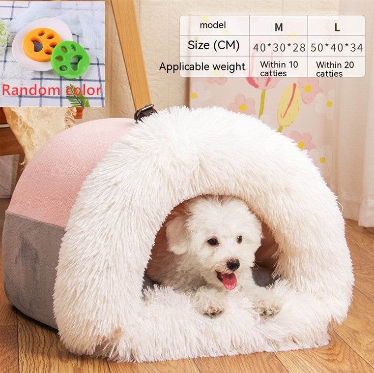 New Splice Portable Pet Nest Portable Autumn And Winter Warm Dog Nest Moisture-proof Long Fur Cat Nest Cross Border Pet Nest - Here2Save