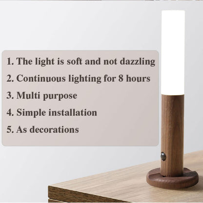 Auto LED USB Magnetic Wood Wireless Night Light Corridors Porch Lights PIR Motion Sensor Wall Light Cabinet Lamp - Here2Save