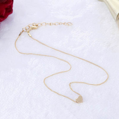 Simple Fashion Gold Color Double-sided Love Pendant Necklaces Clavicle Chains Necklace Women Jewelry Valentines Day Gift - Here2Save