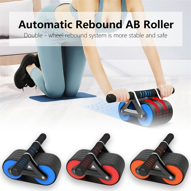 Double Wheel Abdominal Exerciser Women Men Automatic Rebound Ab Wheel Roller Waist Trainer Gym Sports Home Exercise Devices - Here2Save