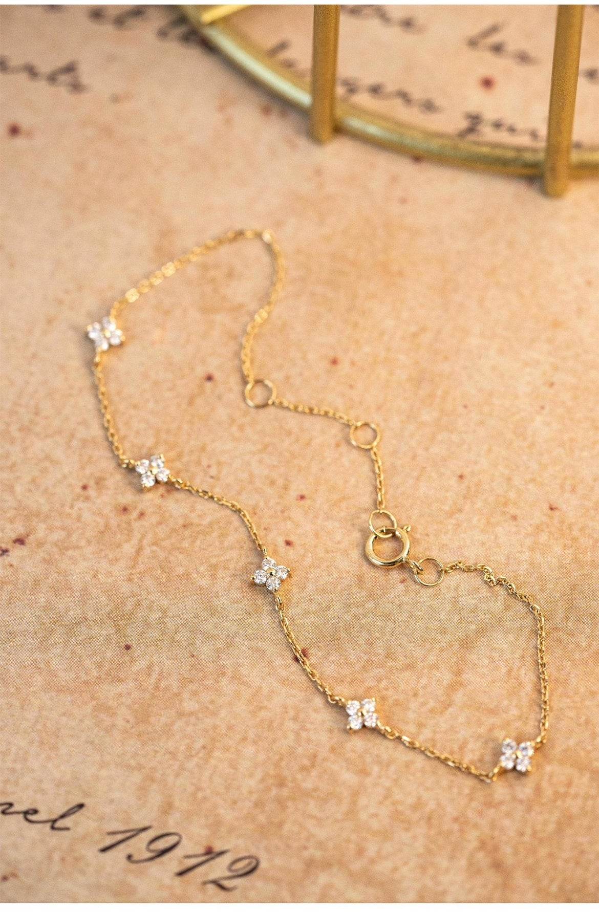 Female S925 Silver Plated 18K Gold Zircon Bracelet - Here2Save