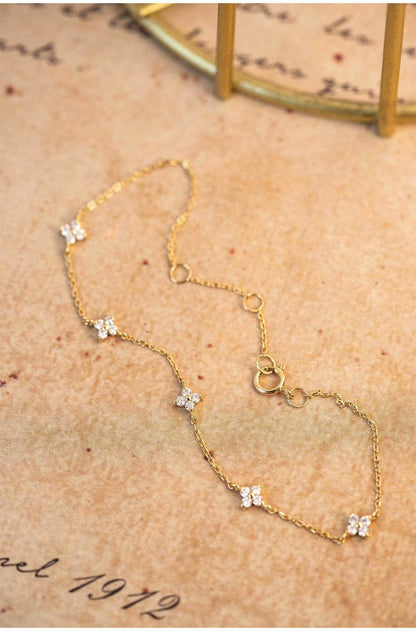Female S925 Silver Plated 18K Gold Zircon Bracelet - Here2Save
