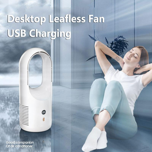 Electric Bladeless Fan Cooler Desktop Portable Usb Rechargable Air Cooling Fan Wireless Led Display Silent 360 Circulation - Here2Save