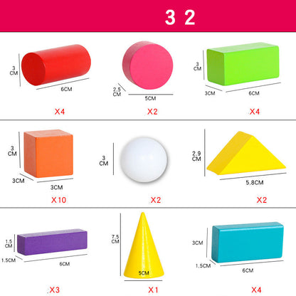 32 Material didáctico de matemáticas para escuela primaria modelo geométrico sólido