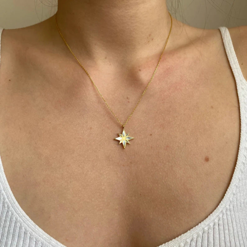 18K Gold Six Pointed Star Clavicle Chain