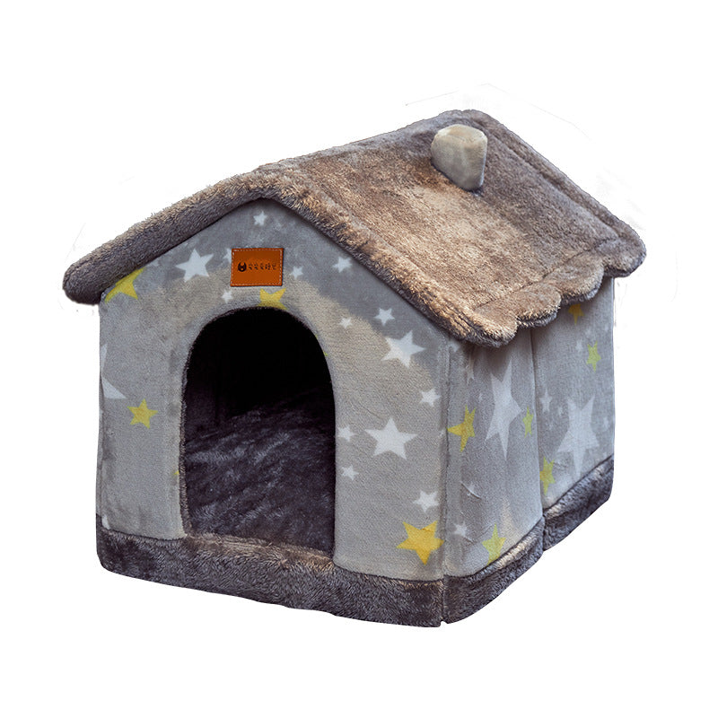 Casa plegable para perros, cama para Gato, Villa para perros de invierno, caseta para dormir, nido extraíble, cueva cerrada cálida, sofá, suministros para mascotas