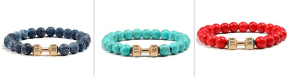 Turquoise Energy Gun Black Electroplated Alloy Barbell Bracelet