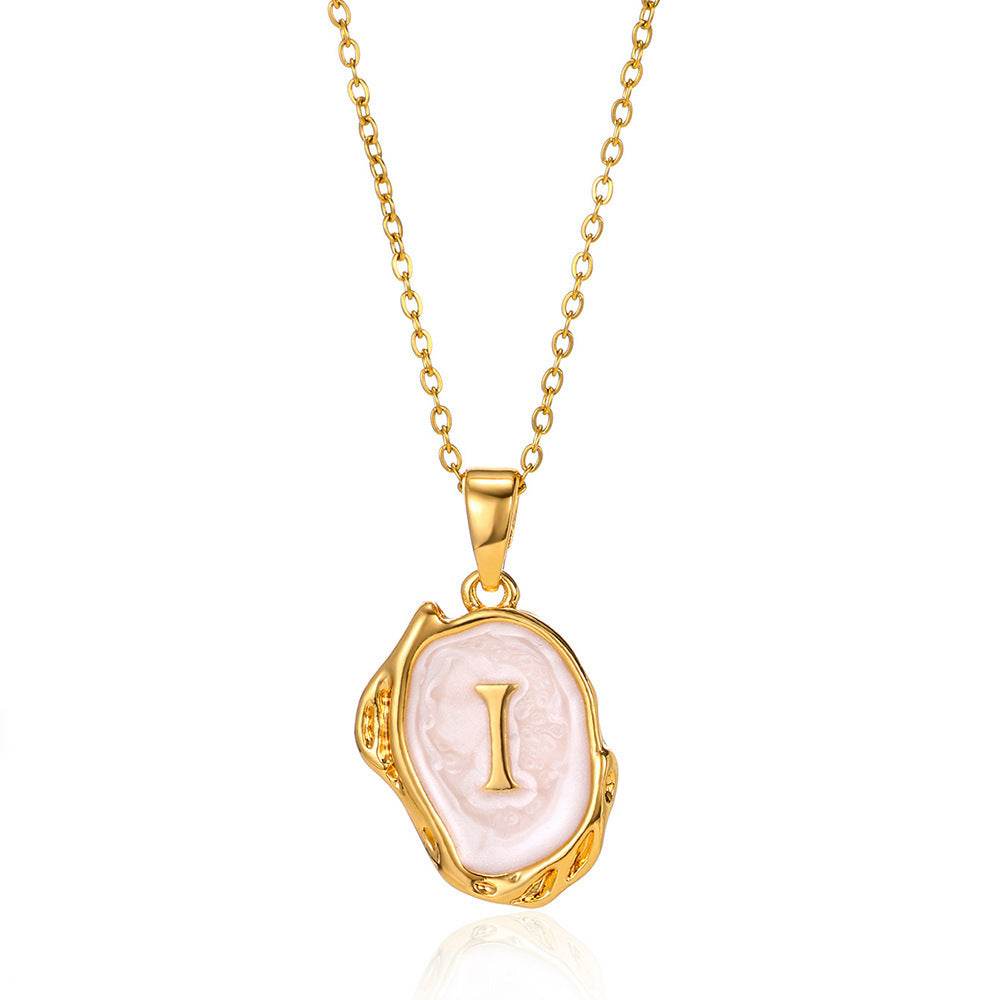 Simple 26 Letters Drop Oil Three-dimensional Necklace - Here2Save