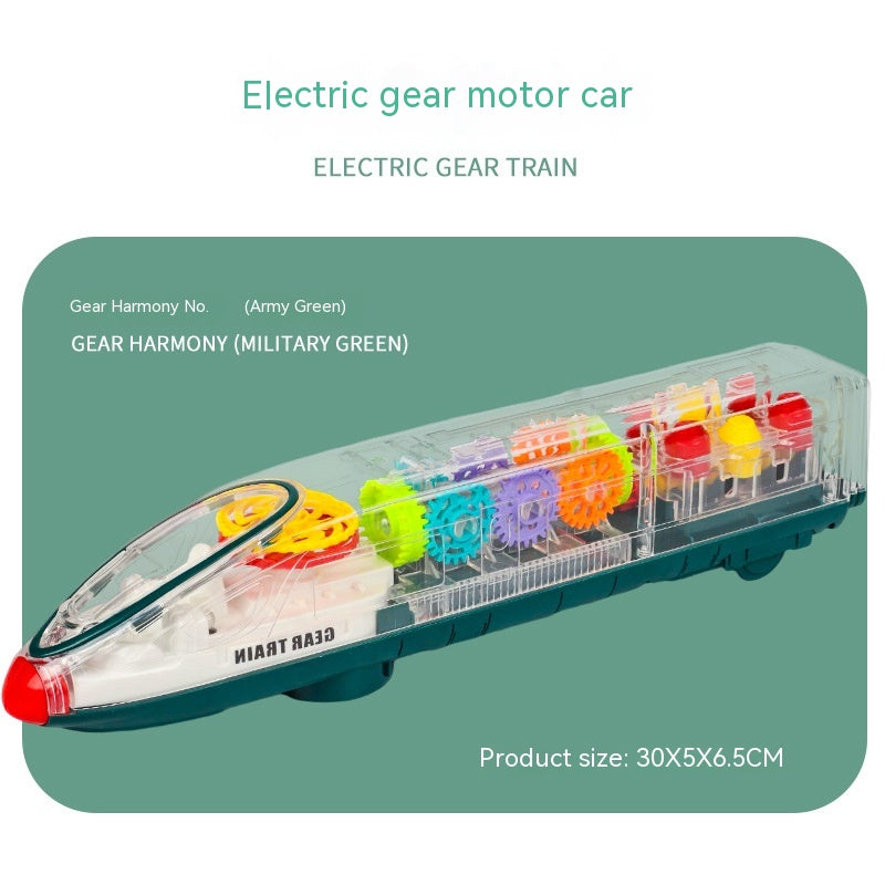 Transparent Gear Motor Car CRH Harmony Electric Universal Light Children's Educational Toys