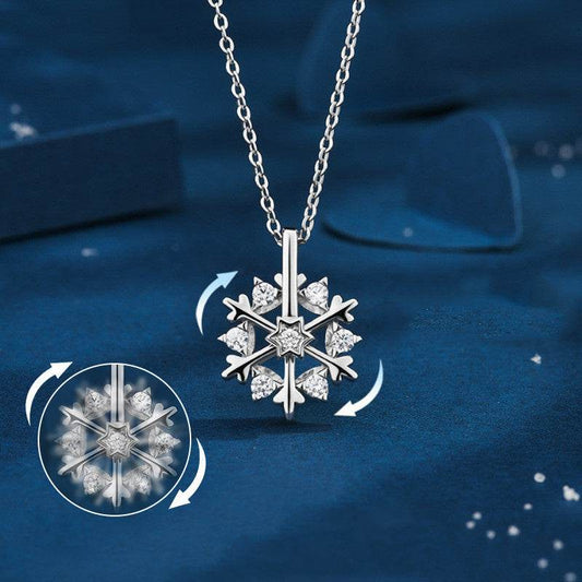 Rotatable 925 Silver Snowflake Necklace Women Luxury Niche Design Shiny Rhinestone Jewelry Autumn And Winter Birthday Gift For Friends - Here2Save
