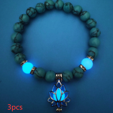 Energy Luminous Lotus Natural Stone Bracelet Yoga Healing Luminous Glow In The Dark Charm Beads Bracelet For Men Women Prayer Buddhism - Here2Save