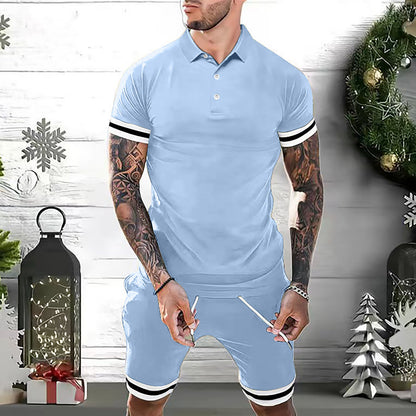 Mens Short Sets 2 Piece Outfits Polo Shirt Fashion Summer Tracksuits Casual Set Short Sleeve And Shorts Set For Men - Here2Save