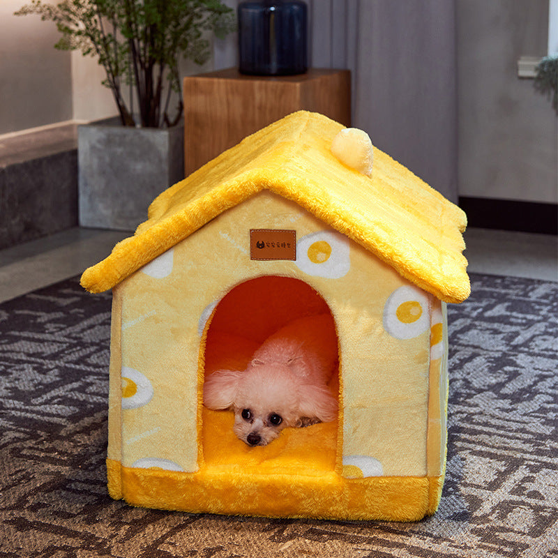 Casa plegable para perros, cama para Gato, Villa para perros de invierno, caseta para dormir, nido extraíble, cueva cerrada cálida, sofá, suministros para mascotas