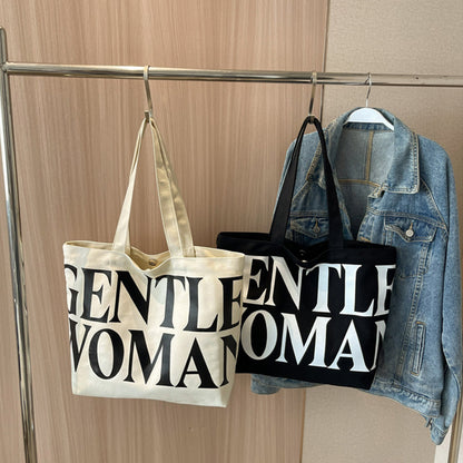 Bolso de lona de gran capacidad para mujer, bandolera con estampado de letras, bolsos sencillos de viaje, bolsas para compras diarias informales