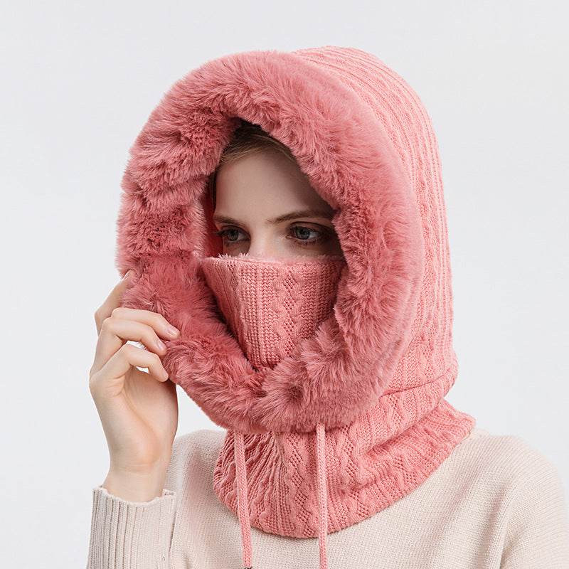 Winter Thick Plush Hat With Scarf Windproof Warm Knit Hats Hooded For Women - Here2Save