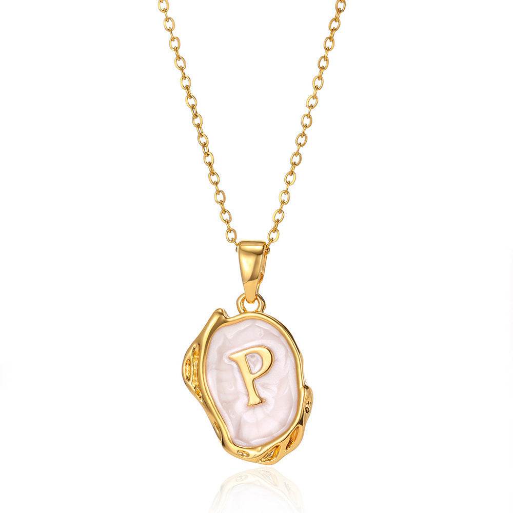 Simple 26 Letters Drop Oil Three-dimensional Necklace - Here2Save