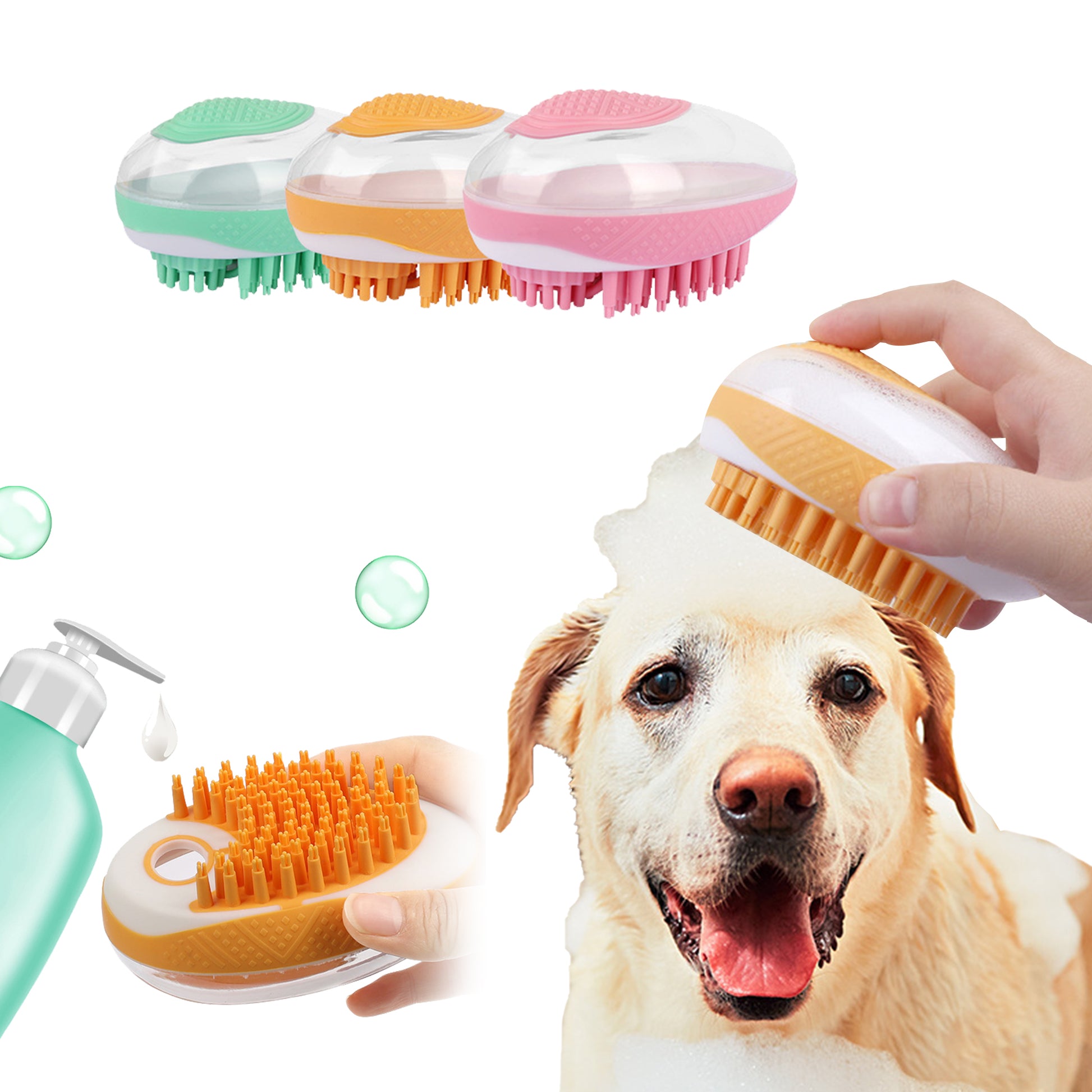 Dog Cat Bath Brush 2-in-1 Pet SPA Massage Comb Soft Silicone Pets Shower Hair Grooming Cmob Dog Cleaning Tool Pet Products - Here2Save