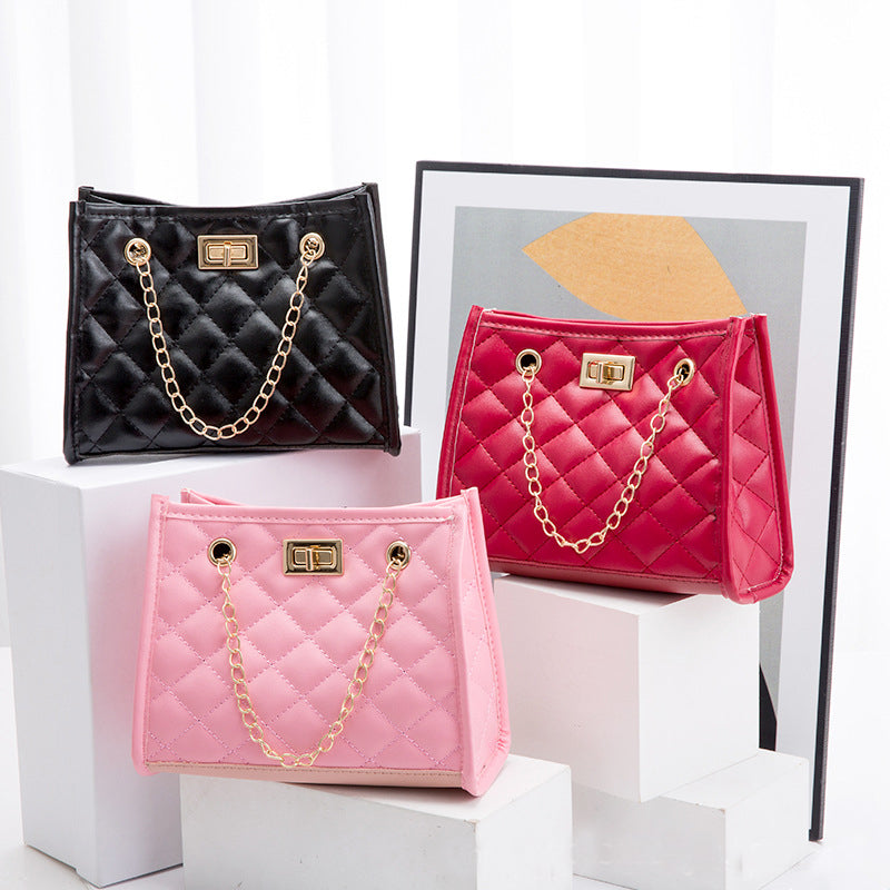 Mini bolsos de hombro con cadena, bolsos cuadrados pequeños con costura de rombos para mujer