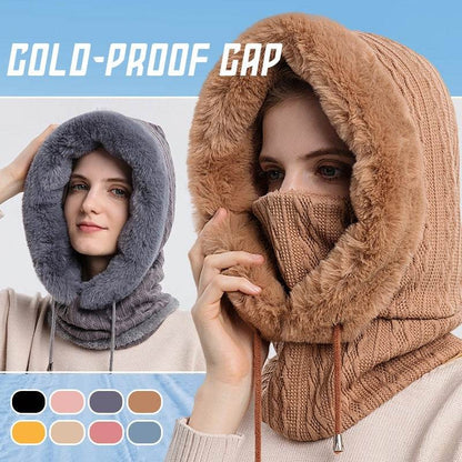 Winter Thick Plush Hat With Scarf Windproof Warm Knit Hats Hooded For Women - Here2Save