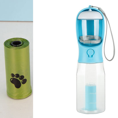 Botella de agua portátil para perros y gatos, bebedero y alimentador, dispensador de excrementos 3 en 1, botella de agua multifuncional para perros a prueba de fugas, productos para mascotas