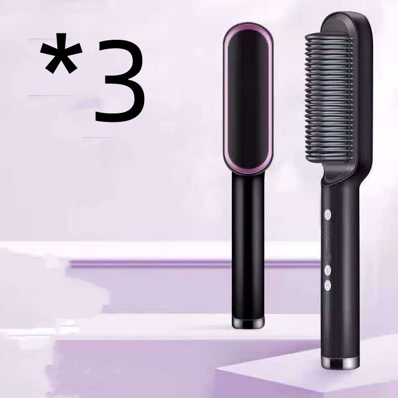 New 2 In 1 Hair Straightener Hot Comb Negative Ion Curling Tong Dual-purpose Electric Hair Brush - Here2Save