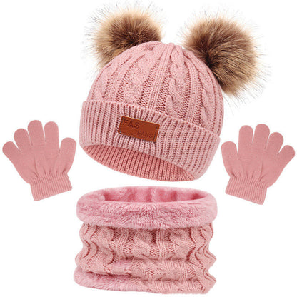 Children's Hat Scarf Gloves Three-piece Set