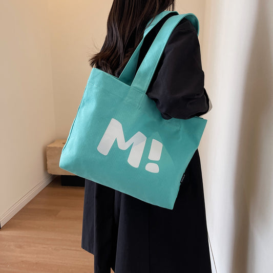 Bolsos de hombro con letras impresas, bolsos de lona para mujer, bolsos de compras para niñas, bolsos de compras ecológicos de gran capacidad