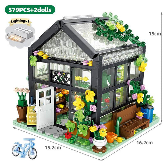 Street View Building Florist Coffee Shop Granular Pieced Blocks Toys - Here2Save