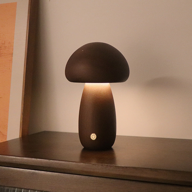 INS Wooden Cute Mushroom LED Night Light With Touch Switch  Bedside Table Lamp For Bedroom Childrens Room Sleeping Night Lamps Home Decor - Here2Save