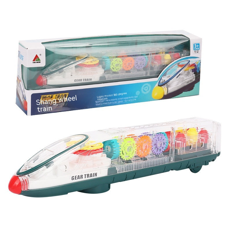 Transparent Gear Motor Car CRH Harmony Electric Universal Light Children's Educational Toys