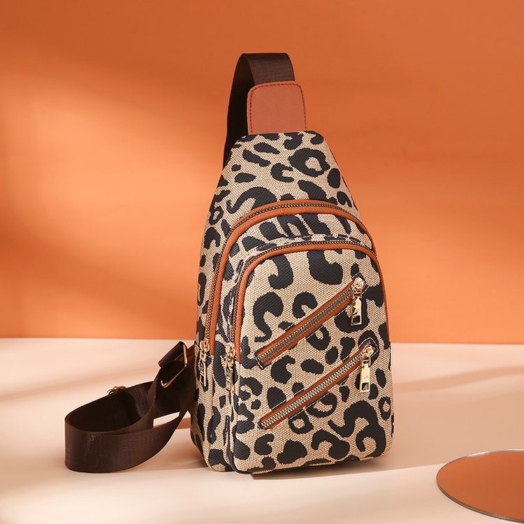 Bolso bandolera con estampado de leopardo y conector para auriculares, mochila cruzada, bolso de hombro para mujer