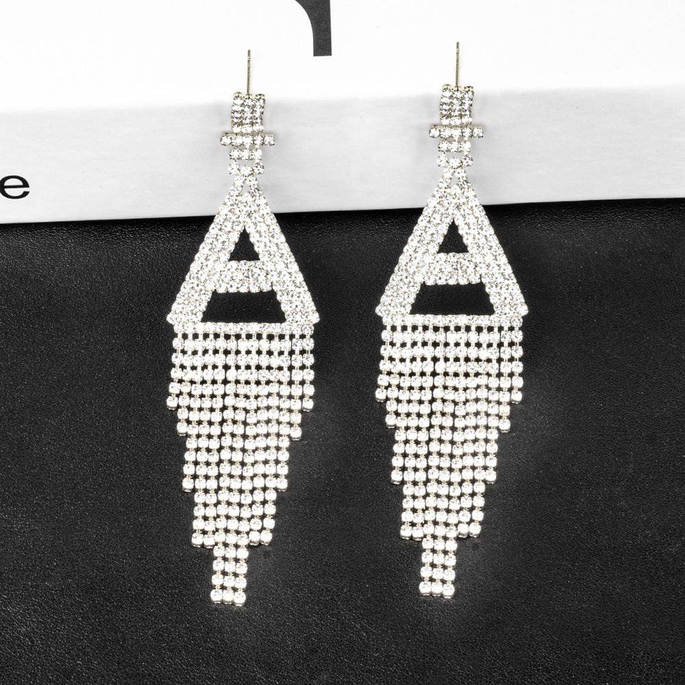 Fashion Jewelry 925 Silver Needle Ornaments Rhinestone Letter B Earrings Banquet Tassel Ear Ornaments Female - Here2Save