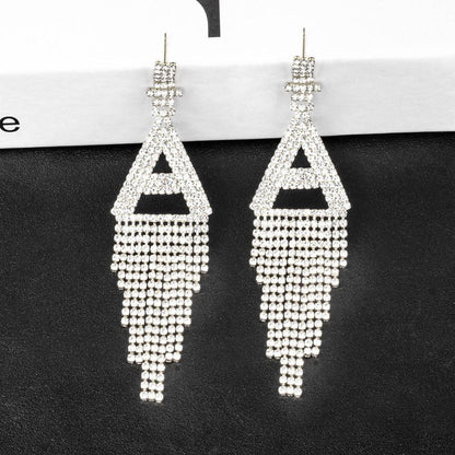 Fashion Jewelry 925 Silver Needle Ornaments Rhinestone Letter B Earrings Banquet Tassel Ear Ornaments Female - Here2Save
