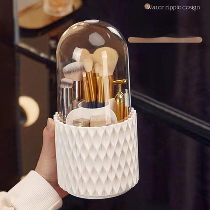 360 Rotating Large Capacity Transparent Makeup Brush Storage Pen Holder Acrylic Dust With Lid Desktop Cosmetic Storage Box - Here2Save