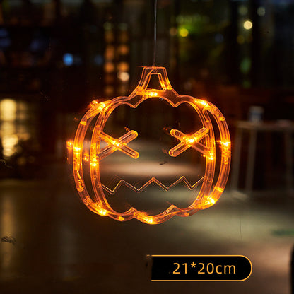 Halloween Window Hanging LED Lights Spider Pumpkin Hanging Ghost Horror Atmosphere Lights Holiday Party Decorative Lights Home Decor - Here2Save