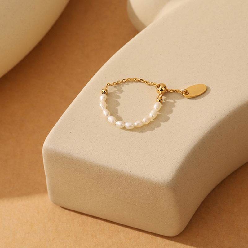 Pearl Rings Stretch Adjustable Soft Chain Women's End Ring - Here2Save