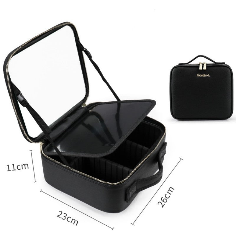 Smart LED Cosmetic Case With Mirror Cosmetic Bag Large Capacity Fashion Portable Storage Bag Travel Makeup Bags - Here2Save