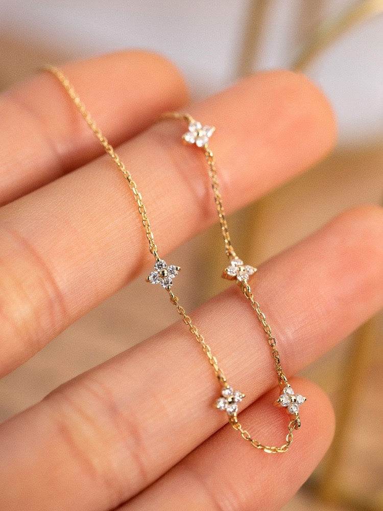 Female S925 Silver Plated 18K Gold Zircon Bracelet - Here2Save