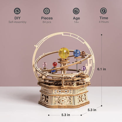 ROKR Rotating Starry Night Mechanical Music Box 3D Wooden Puzzle Assembly Model Building Kits Toys For Children Kids - AMK51