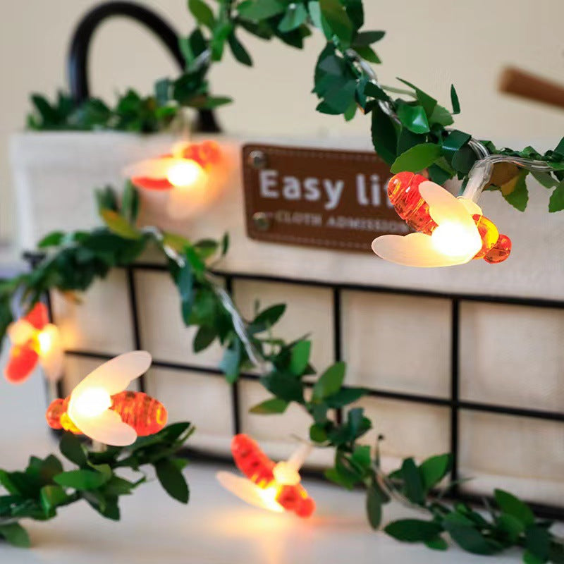 LED Light String Simulation Green Leaf Vine