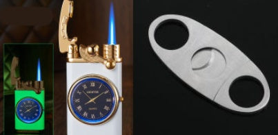 New Lighter With Electric Watch Rocker Arm Automatic Ignition Straight Blue Flame Lighter Creative Real Dial Inflatable Windproof Lighter Men's Watch Gift - Here2Save