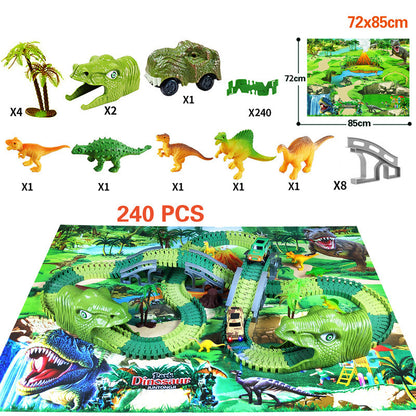 Pista eléctrica ensamblada para niños, simulación de carreras, Animal, dinosaurio tiranosaurio, juguete, rompecabezas, regalo para niño