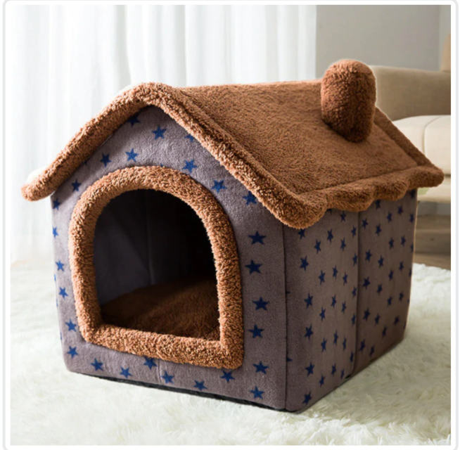 Casa plegable para perros, cama para Gato, Villa para perros de invierno, caseta para dormir, nido extraíble, cueva cerrada cálida, sofá, suministros para mascotas